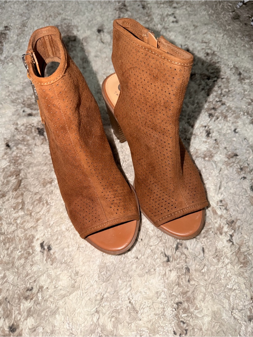 Circus by Sam Edelman Cognac Peep Toe Booties Size 6